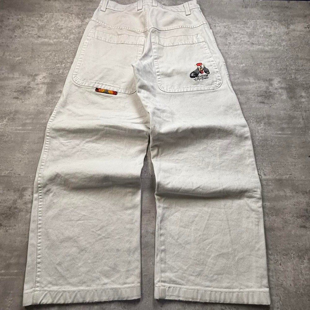 Jynx Wide Leg Skater Jeans Mens 32x32 White Vintage Embroidered Jnco Style